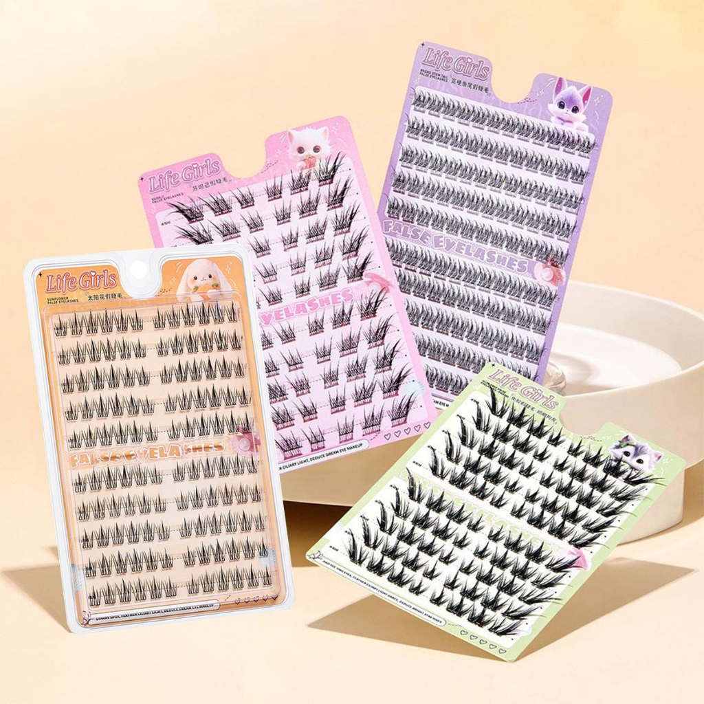 Life girls and BQI lashes ขนตาปลอม Curly ธรรมชาติ ไม่จำเป็นต้องใช้กาว เหมาะสำหรับผู้หญิงทุกคน จัดส่ง