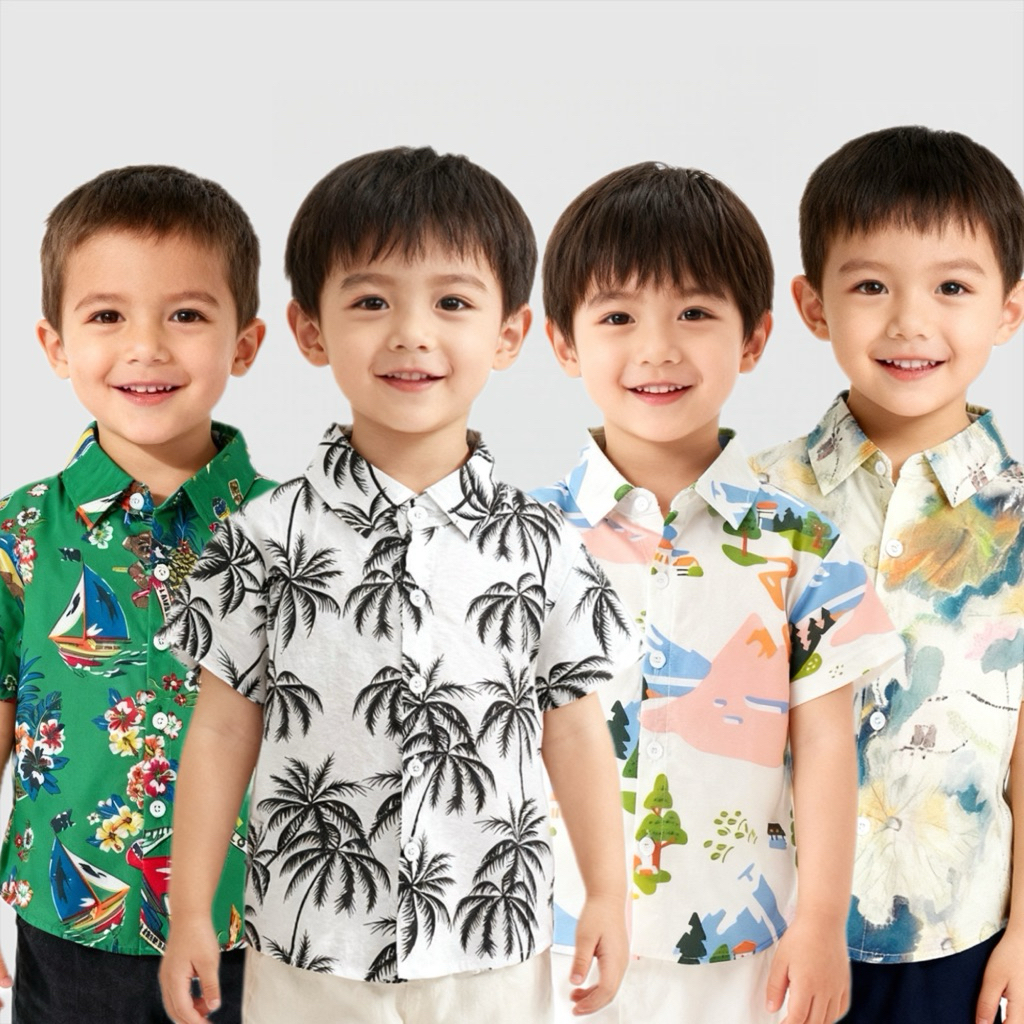 BB089 ( ลาย 17 – 32 ) พร้อมส่ง ใหม่ เสื้อเชิ้ตเด็กชาย เชิ้ตแขนสั้นเด็กชาย เสื้อผ้าเด็ก