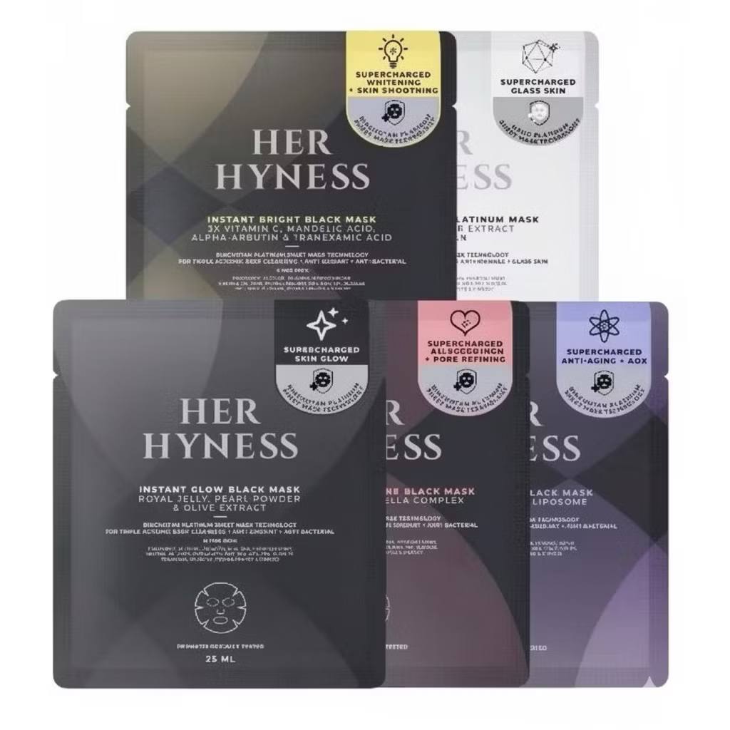 ✅ HER HYNESS INSTANT GLOW BLACK MASK เฮอ ไฮเนส แบล็คมาส์ก เพื่อผิวโกลว์ใส มาร์คหน้า มาร์คดำ