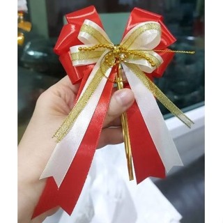 โบว์สำเร็จรูป💥แดงใหญ่ขาว📌สินค้าพร้อมส่ง📌 ใช้ติดกล่องของขวัญก…