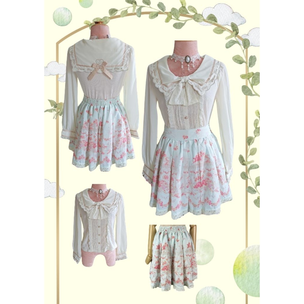 เซต แบรนด์ Lizlisa เสื้อ + กระโปรง มือ 1 ของใหม่ 😘💕แบรนด์ญี่ปุ่น 🇯🇵แท้