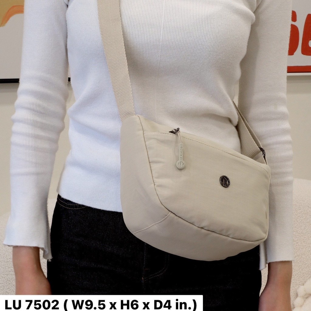 Lingky กระเป๋าสะพายข้าง ผ้าร่มสปอร์ตรุ่นใหม่ ฐาน 7.5" (ปากกระเป๋า 9.5") มีทั้งหมด 3 ซิป ดีไซน์มินิมอล (LU-7502)