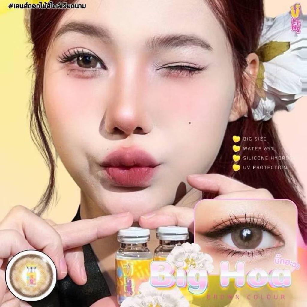Big Hoa gray,brown สีเทา,สีน้ำตาล Ulens   Hoa ✨คอนเเทคเลนส์กรองเเสง✨ คอนแทคเลนส์มีเลขที่ อย.จดเเจ้งถ