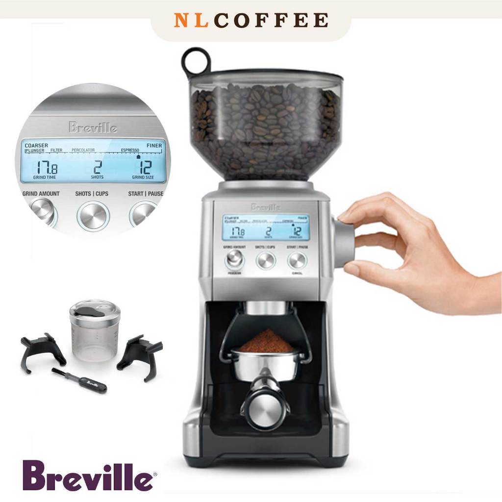 Breville : Bcg820 The Smart Grinder Pro เครื่องบดกาแฟอัตโนมัติ ตั้งเวลากำหนดปริมาณผงกาแฟได้