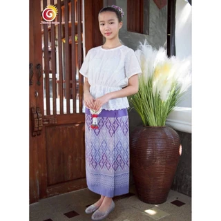 👩ชุดไทยพิกุล เสื้อลูกไม้เอวยืด ผ้าถุงพิมพ์ลาย วันภาษาไทย ใส่สบาย สีไม่ตก ไปวัด ทำบุญ สวยๆไม่ซ้ำใครแน่นอน