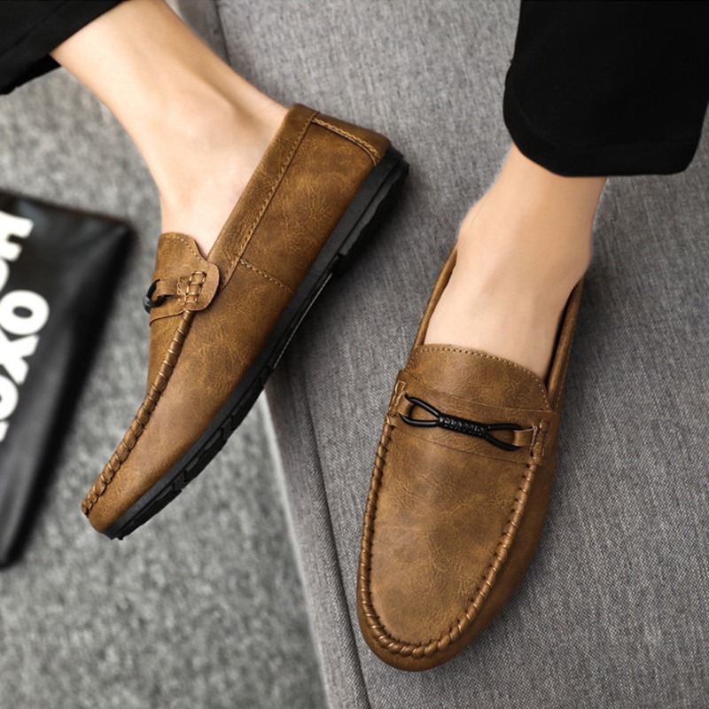 【จัดส่งจากไทย】 รองเท้า Loafers ผู้ชาย ขนาดใหญ่ 40-45 รองเท้าหนัง สลิปลำลอง - รูปที่ 6