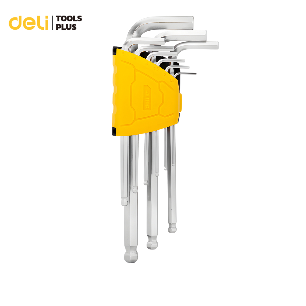 Deli ประแจหกเหลี่ยม ประแจแอล 9ตัว1ชุด ขนาด 1.5 - 10 mm สำหรับขัน เหล็กCR-V แข็งแรง ทนทาน Hex Key Set