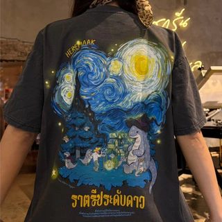 (พร้อมส่งเสื้อเฮีย) เสื้อ HEREMAAK THE STARRIENIGHT ผ้าCotton 100% ฟอกเฟดคนละตารางไซส์
