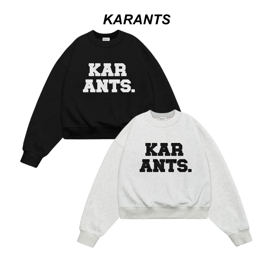 (สินค้าใหม่) Karants เสื้อสเวตเตอร์ทรง Cropped Boxy ปักลายขนฟู ผ้าฝ้ายนุ่มฟูพรีเมียม Unisex Menswear-AK33