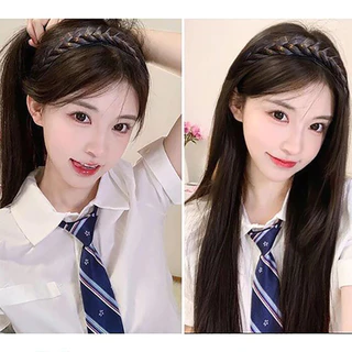 ที่คาดผมเปีย ครึ่งหัว 65 ซม. วิกผมยาวตรง สามารถปิดผมบนบางได้ เสริมความหนาผม