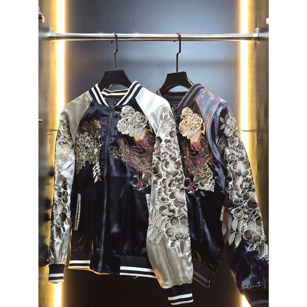 เสื้อแจ็กเก็ต ลายมังกร งานปักทั้งตัว ซิปหน้าจั้มแขน ร้านโอม No.105-108