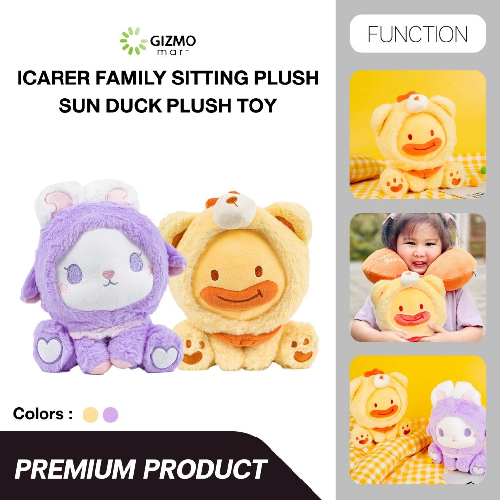 ตุ๊กตายัดนุ่นรูปน้องเป็ด น้องต่าย ตุ๊กตานุ่มนิ่ม Icarer Family Sitting Plush Toy 23 CM.
