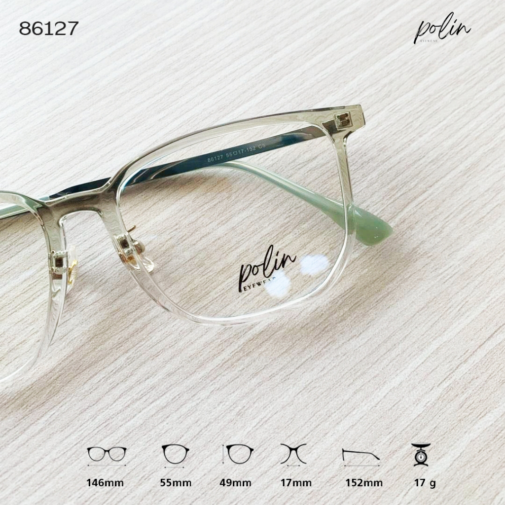 Polin กรอบแว่นสายตา รุ่น 86127 ไม่ใช่แว่นสำเร็จ สามารถนำไปตัดแว่นสายตาได้ ราคา ถูกที่สุด ดีลบีเคเค แกลเลอรีภาพที่ 9
