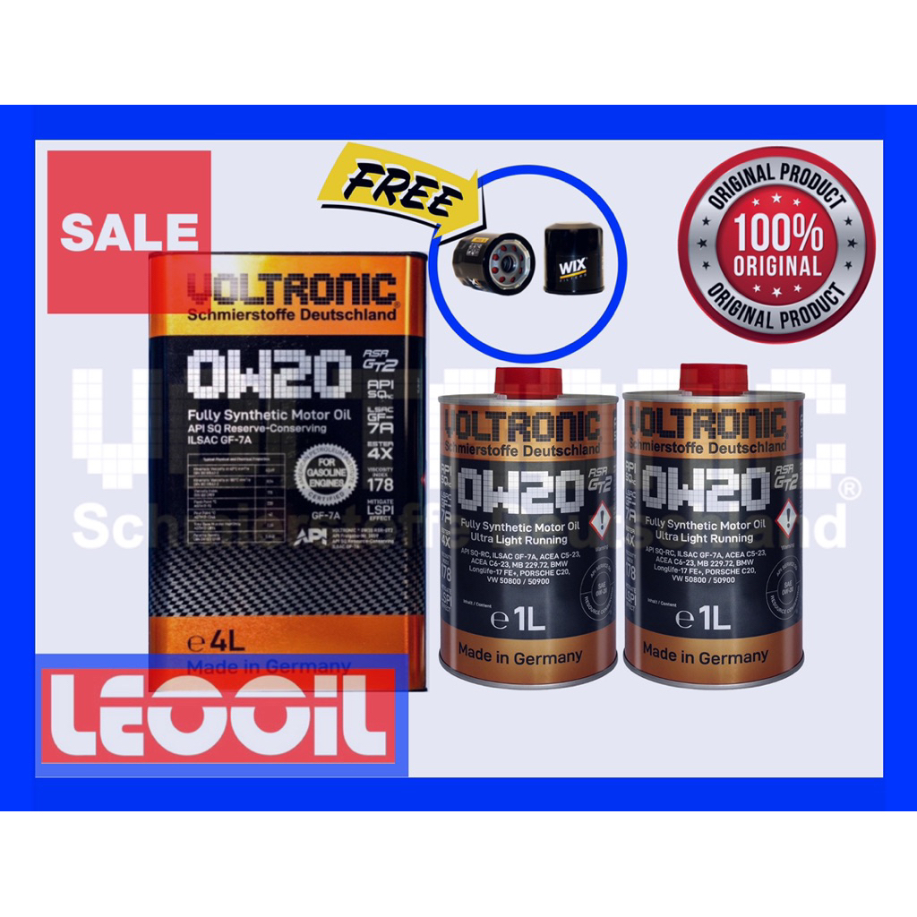 (โปรโมชั่น) VOLTRONIC 0w-20 RS-R Api SQ น้ำมันเครื่องสังเคราะห์แท้100% เกรดพรีเมี่ยม VOLTRONIC 0w20 