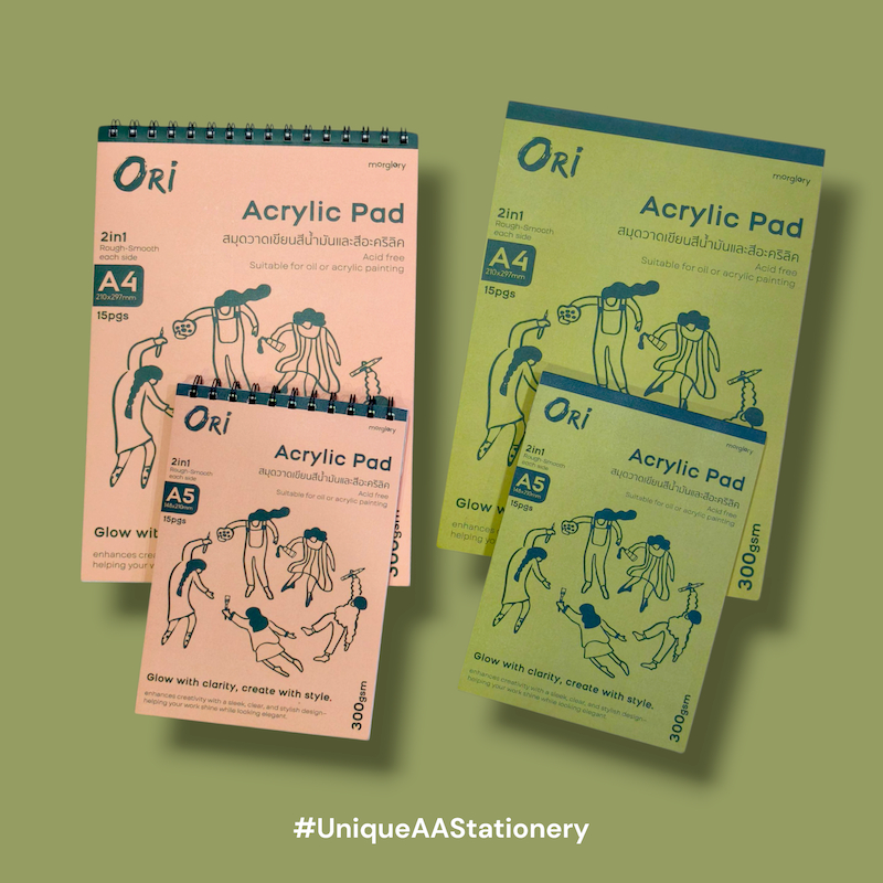 Ori Acrylic Pad สมุดวาดเขียนสีน้ำมันและสีอะคริลิค 300 แกรม A4 15 แผ่น