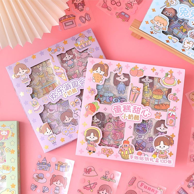 สติ๊กเกอร์ การ์ตูนน่ารัก สติกเกอร์ Sticker PVC สติ๊กเกอร์ไดคัท 100 แผ่น นไม่ซ้ำลาย พร้อมกล่อง - รูปที่ 2