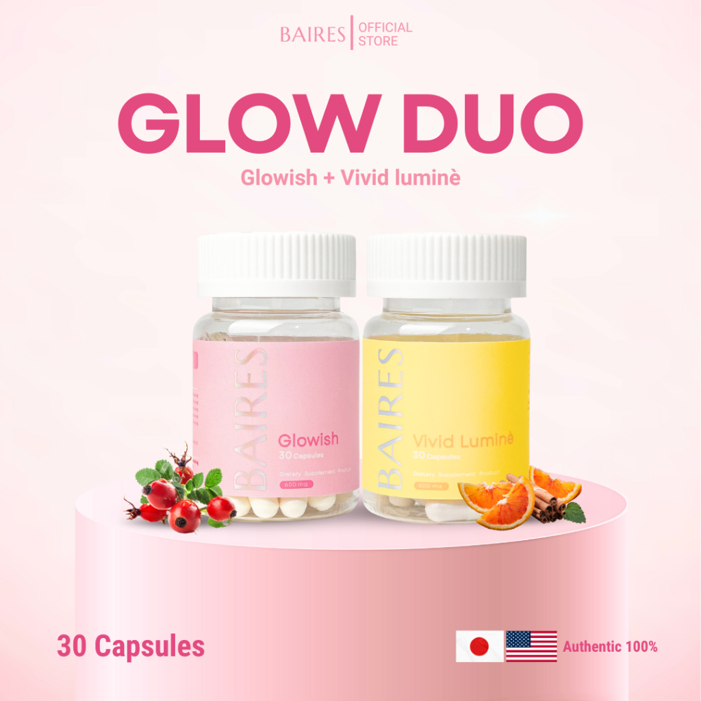 BAIRES โปรจับคู่ผิวสวย (L-GLUTATHIONE Plus Fish Collagen Dipeptide) 1 กระปุก และ (Daily Vitamin C) 1