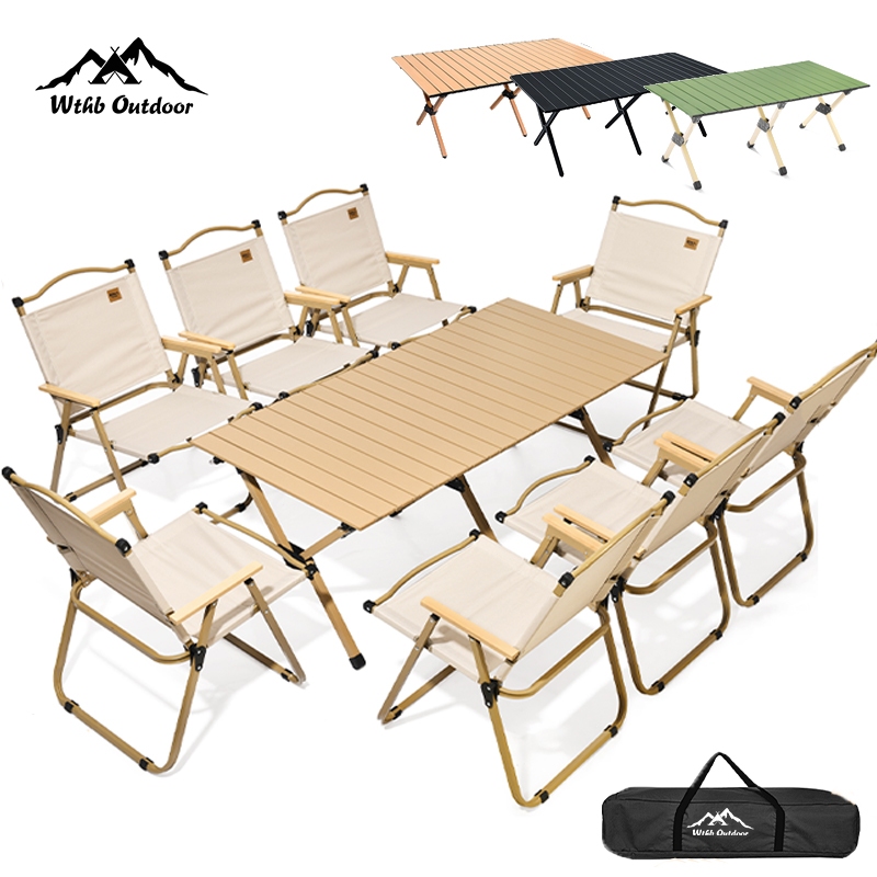 WTHB โต๊ะแคมป์ปิ้ง เก้าอี้แคมป์ปิ้ง พับได้ รับน้ำหนัก300kg อเนกประสงค์ กลางแจ้ง-ปิกนิก พกพาสะดวก