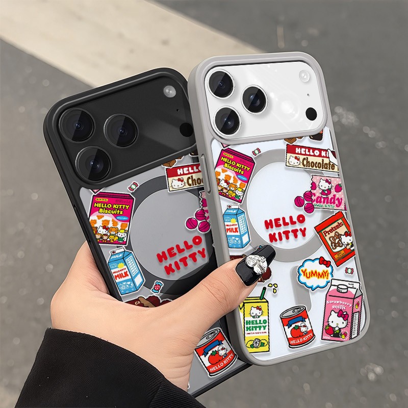 เคสกันกระแทก มีแม่เหล็กสำหรับชาร์จไร้สาย ลายรวมห่อขนมและกล่องนม เคสสำหรับไอโฟน IP17PM-IP11  #ST0231