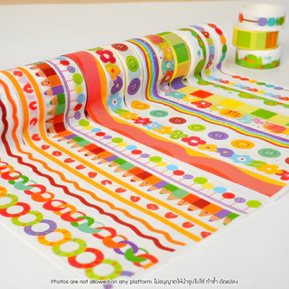 เทปวาชิ น่ารัก หลากสไตล์ 15 มม. x 5 เมตร Washi Tape ตกแต่งสมุด ไดอารี่ งานฝีมือ DIY ใบงาน ลายการ์ตูนสุดคิ้วท์ วัสดุคุณภา