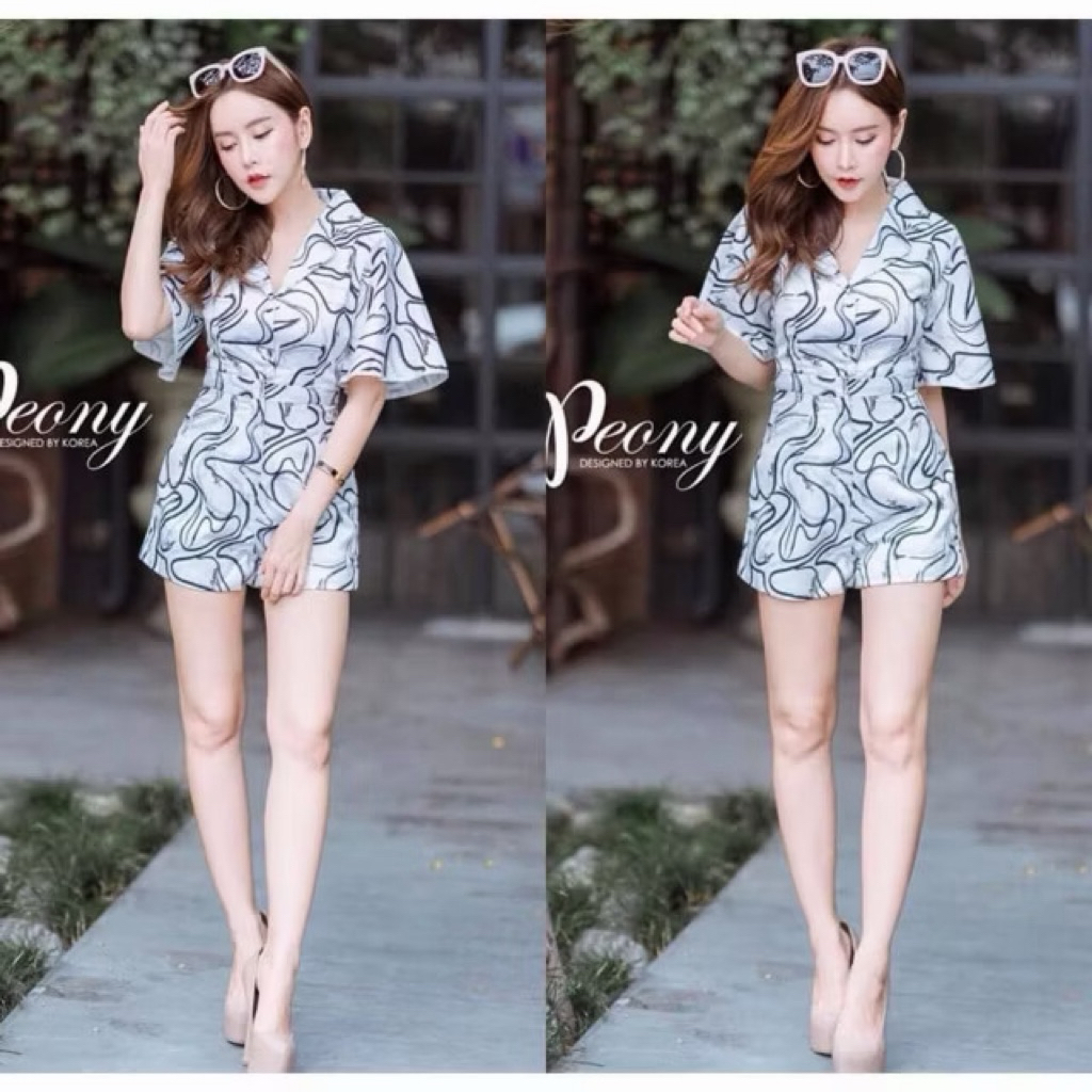 จั้มสั้นพิมพ์ลาย งานป้าย Peony