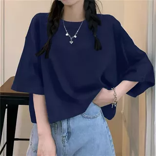 เสื้อครอปสาวอวบน่ารัก สีพื้น oversize เสื้อผ้าคนอ้วนไซส์ใหญ่ เสื้อยืดแขนสั้นแบบหลวมผู้หญิงแฟชั่นมาใหม่สวยๆ ลำลอง สีดำ