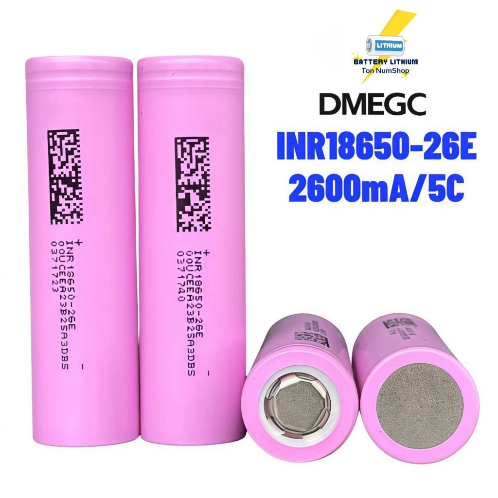 ถ่านชาร์จ18650 2600 mah DMEGC ถ่านชมพู หัวแบน ใช้กับเเบตตาเลี่ยน ลำโพงพกพา  สว่านไฟฟ้า อุปกรณ์ทั่วไป