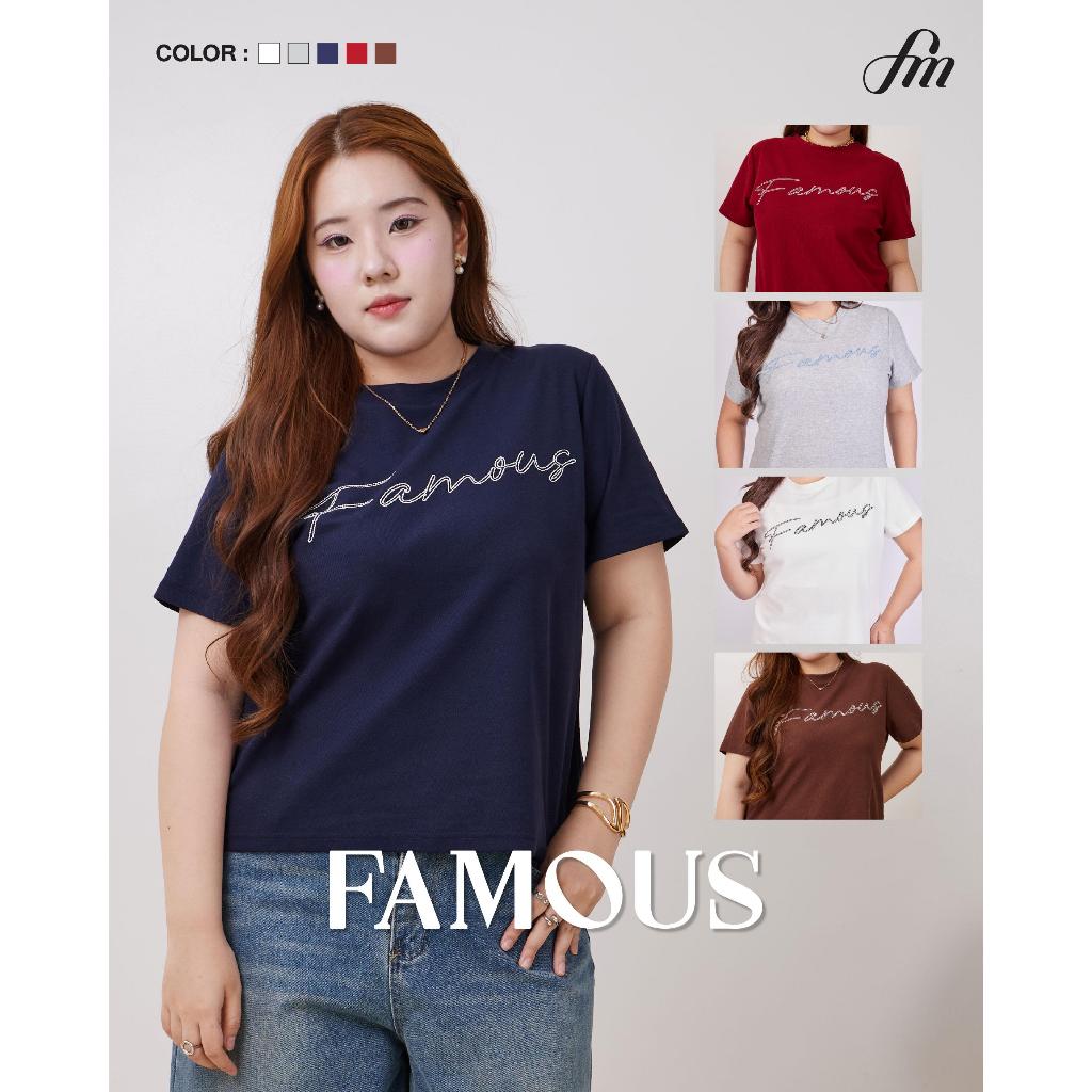 FAMOUS เสื้อยืดแขนสั้น ปัก Famous #FMBL-F1T126