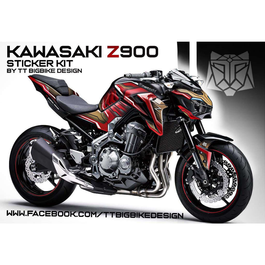 TT BIGBIKE DESIGN ชุดสติ๊กเกอร์แต่งลายรถ สำหรับ Z900 (2017-2019) ลาย TT IRON RACE