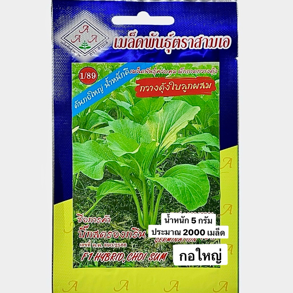 กวางตุ้ง บิ๊กสตรองกรีน (ลูกผสม กอใหญ่) 5 กรัม ประมาณ 2000 เมล็ด