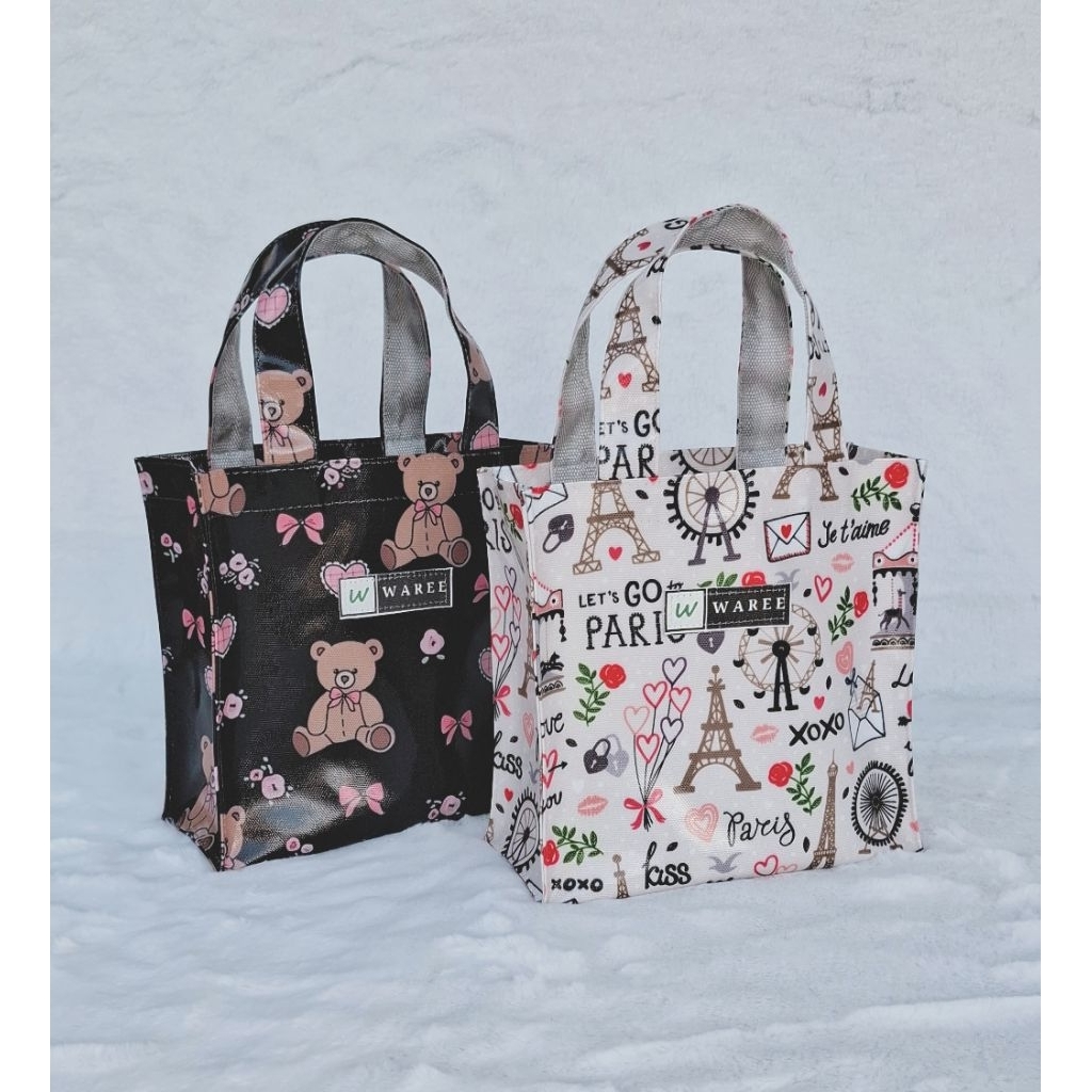 👜กระเป๋าเคลือบกันน้ำ 👉ขนาด กว้าง 8นิ้ว สูง 8 นิ้ว ฐาน 4 นิ้ว