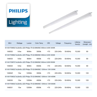 Philips LED T5 set ชุดรางแอลอีดี 3.4w 6.5w 9.6w รุ่น BN058C (แถมสายต่อให้ทุกชุด)