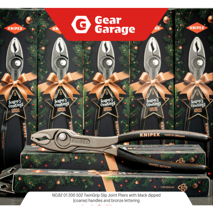 คีม KNIPEX Christmas Edition KNIPEX NO.82 01 200 S02 TwinGrip Slip Joint Pliers with black dipped (coarse) handles