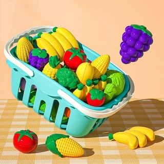 JoyToys 75 ชิ้น (+ ตะกร้า)ของเล่นผักผลไม้หั่นได้ ชุดครัว ของเล่นอาหาร ของเล่นบทบาทสมมติ