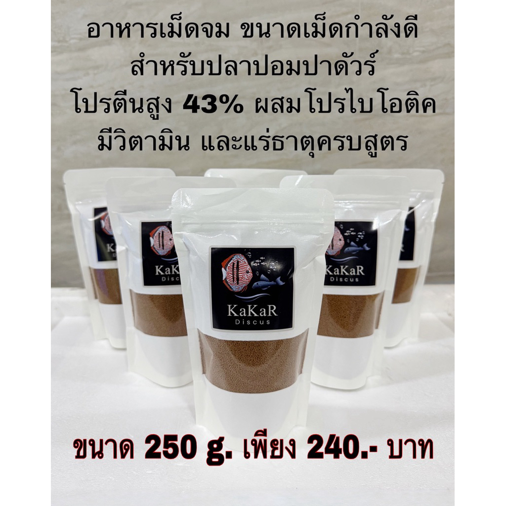 อาหารเม็ดจม ขนาดเม็ดจมสำหรับปลาปอมปาดัวร์