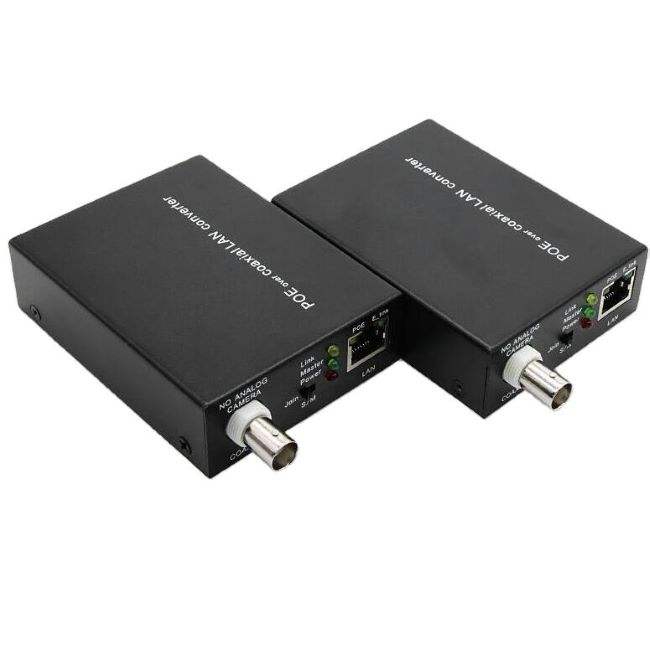 RG6 TO LAN WITH POE OVER COAXIAL EXTENDER 1CH TX/RX