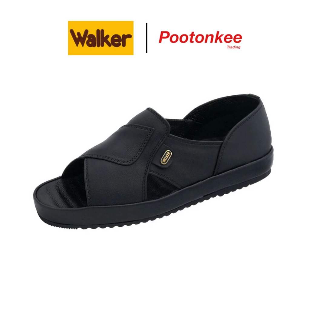 WALKER รุ่น N4459 รองเท้าแตะวอคเกอร์ รองเท้าหนังแท้ สีดำ ไซส์ 40-47