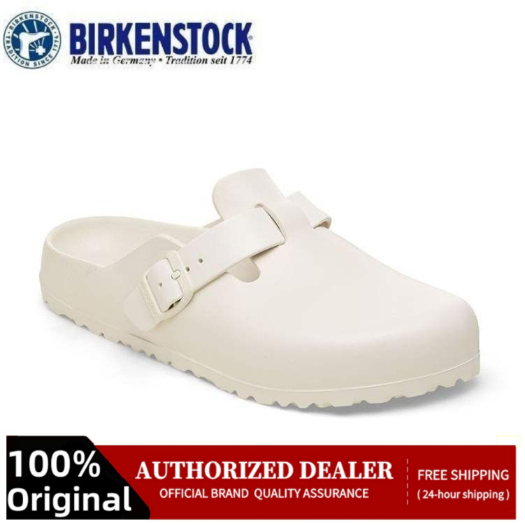 【Original】Birkenstock Boston Eggshell for women and men white slippers