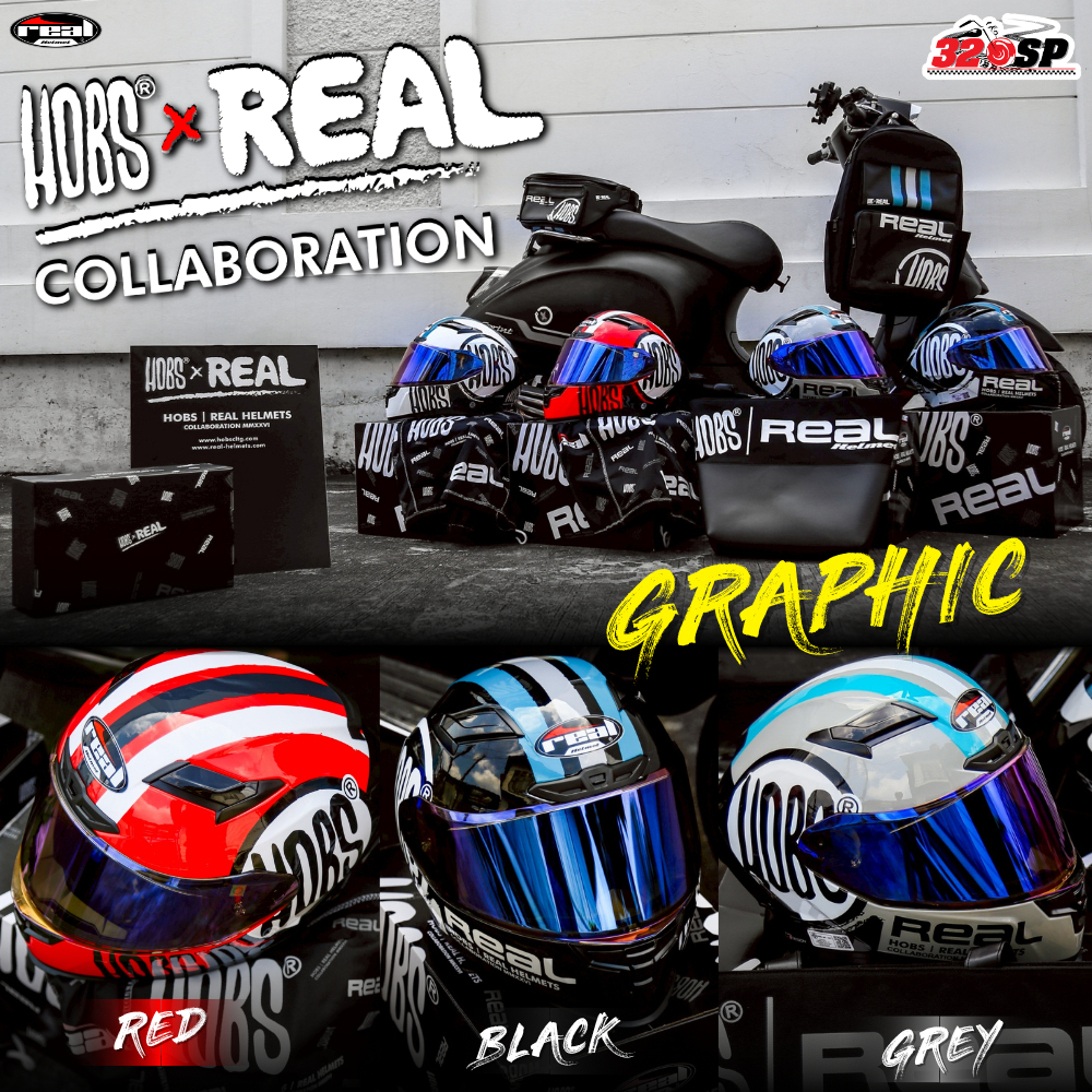 ลายพิเศษ !! HOBS x REAL หมวกกันน็อค REAL FINNIX HOBS / REAL x HOBS / AWALON มาใหม่ล่าสุด !! 320SP