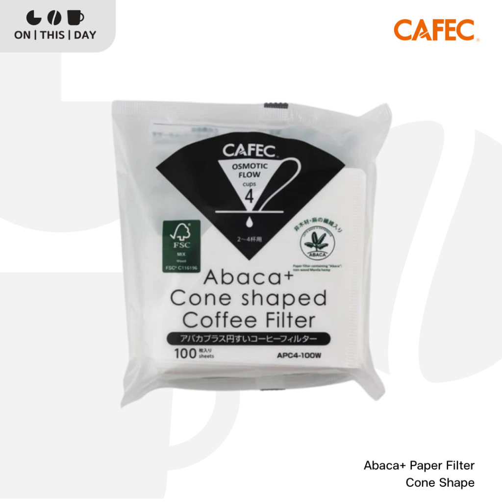 CAFEC Abaca+ Paper Filter Cone Shape บรรจุ 100 แผ่น กระดาษกรองกาแฟคาเฟค
