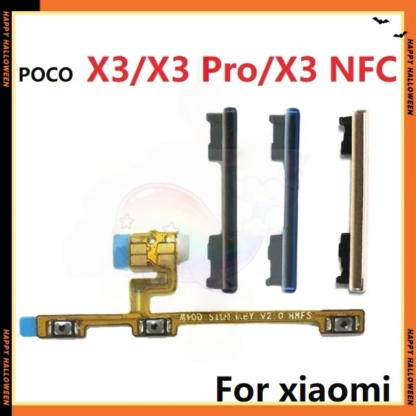 เครื่องสแกนลายนิ้วมือ ปุ่มเปิด ปิด ปุ่มปรับระดับเสียง สําหรับ Xiaomi Poco X3 Pro NFC