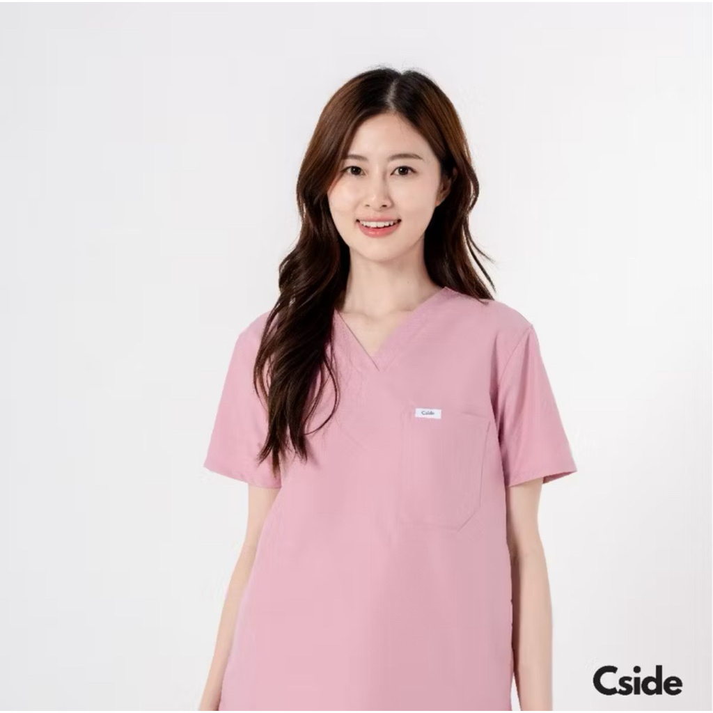ชุดสครับ แบรนด์ cside สีชมพู