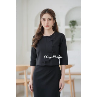 เสื้อคอกลมป้ายข้างกระดุมขอด รุ่นดอกปีบ