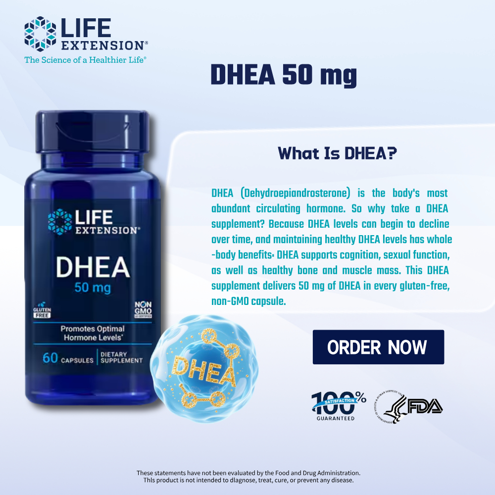 Life Extension DHEA ปรับปรุงสภาพจิตใจของคุณ 50 มก. 60 แคปซูล