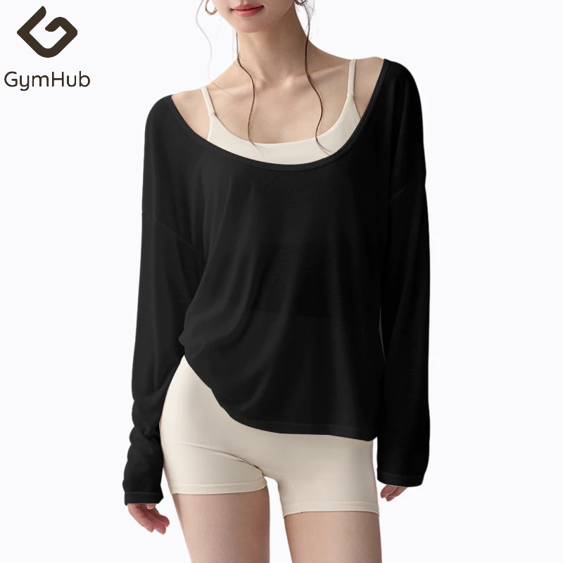 GymHub เสื้อคลุมโยคะเกรดพรีเมี่ยมใส่ซ้อนชั้น เนื้อผระบายอากาศดี แขนยาว เสื้อคลุมสำหรับพิลาทิส