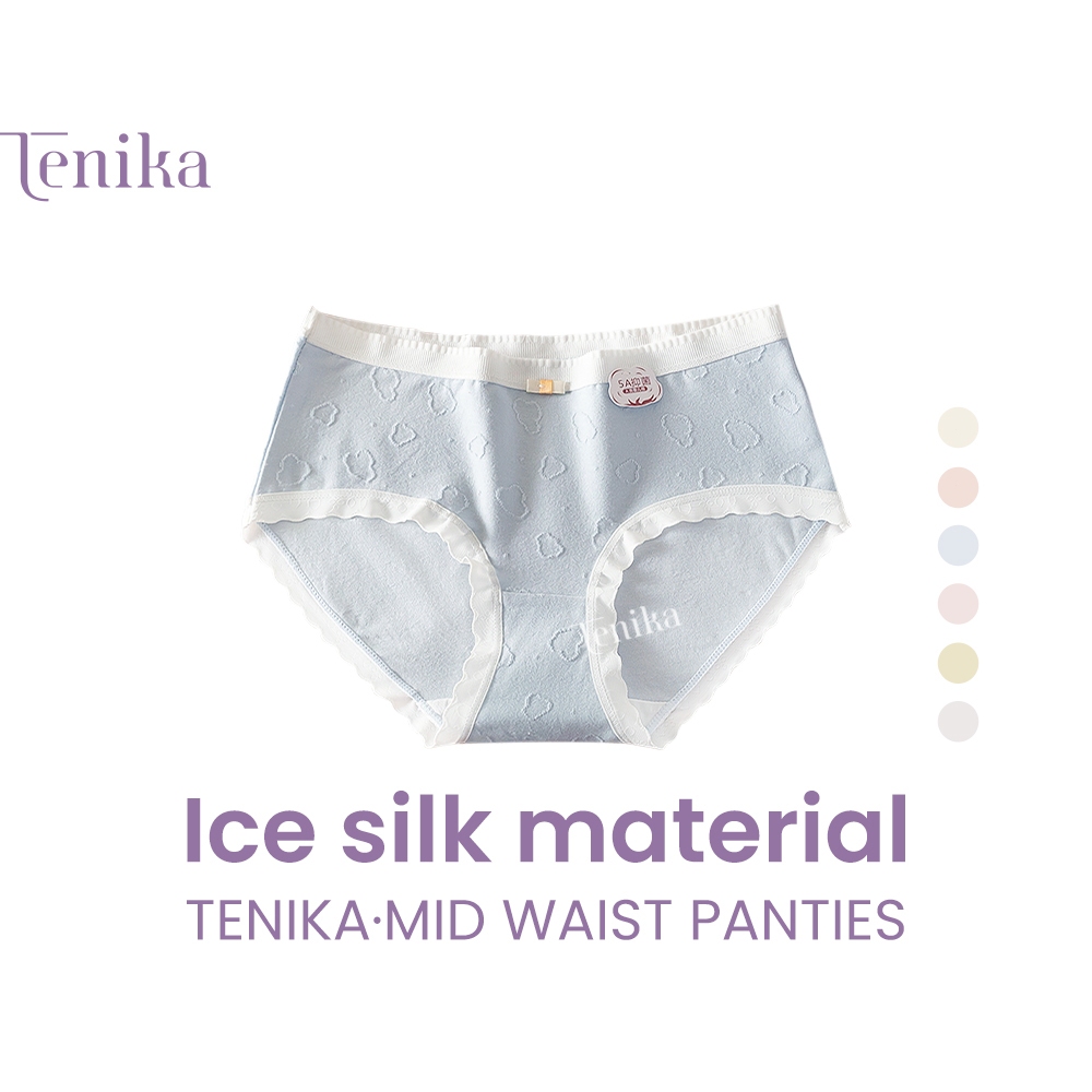 TENIKA Cotton Panties กางเกงในผู้หญิง เอวกลาง ไร้ขอบ ใส่สบาย # KNI-085