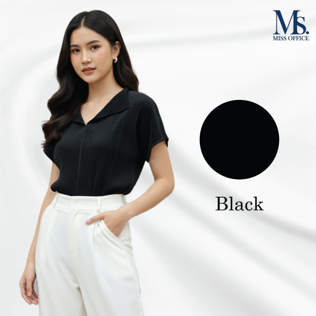 Miss office เสื้อคอวี แต่งปก อัดพีท  (MT-445)