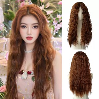 วิกผมสีน้ำตาล วิกผมหน้าม้าหยัก วิกผมผู้หญิง วิกผมคอสเพลย์ วิ…
