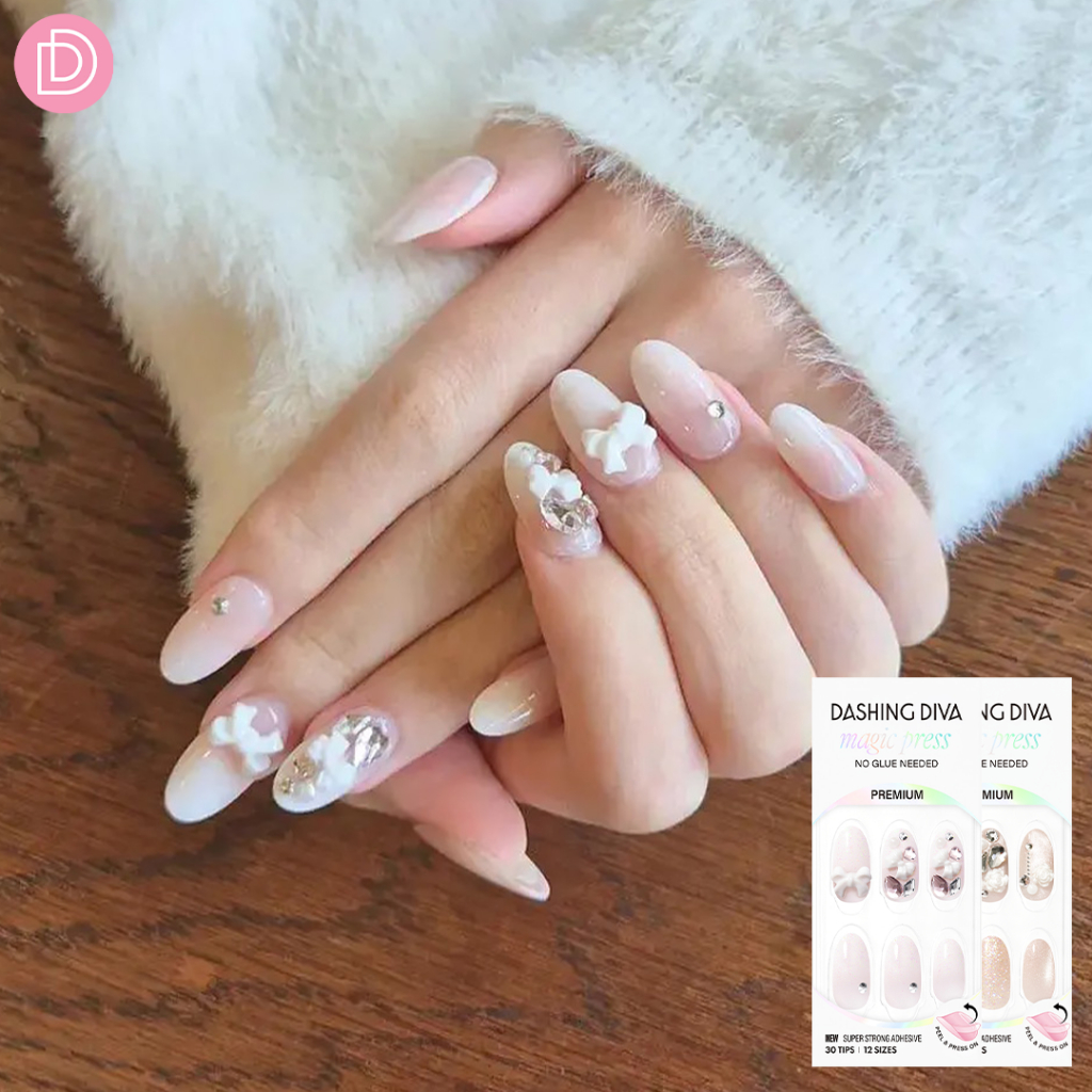 Dashing Diva เล็บปลอม เล็บลูกแก้ว ทรงอัลมอนด์ รุ่น MDU5F004AG-MDU5F005AG จำนวน 1 กล่องมี 30 เล็บ