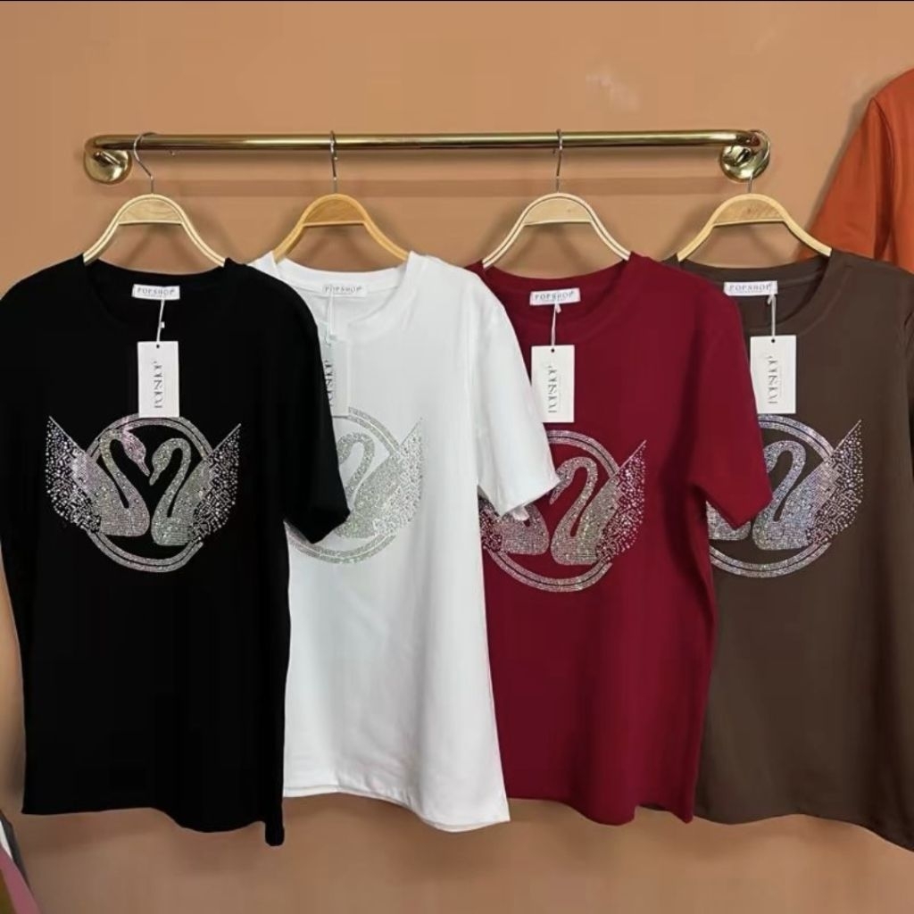 เสื้อยืดป้ายPOPSHOP รุ่น หงส์(เพชรเงิน) อก40"-46" ป07